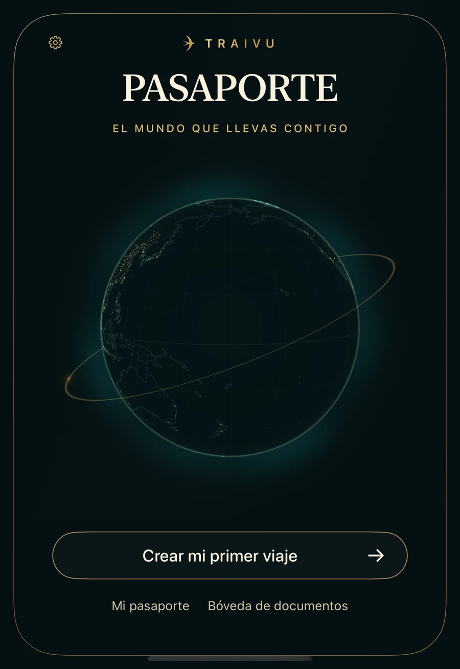 Portada de pasaporte de Traivu en la pantalla exterior del iPhone Duo cerrado